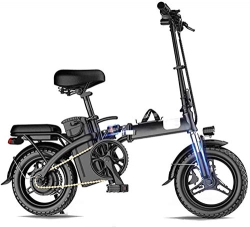 Bicicletas eléctrica : Bicicleta eléctrica Plegable para Adultos, Viajes de 18 Pulgadas Ebike con Motor 350W, batería de 48V 8AH, Freno de Disco y absorción de Choque de CIN.