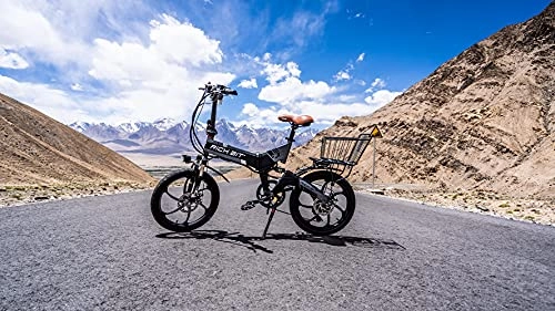 Bicicletas eléctrica : Bicicleta eléctrica Plegable RT-730 20 Pulgadas e-Bike 25 km / h 250W Motor pedelec 48V 8ah batería Oculta (Grigio)