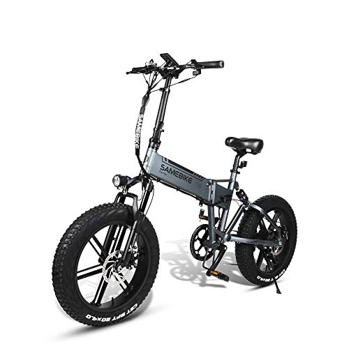 Bicicletas eléctrica : Bicicleta eléctrica Plegable SAMEBIKE, neumático Gordo, Bicicleta eléctrica de 20 Pulgadas