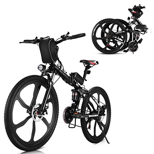 Bicicletas eléctrica : Bicicleta eléctrica Plegable Vivi de 26 Pulgadas y 250W, Rueda Integral de aleación de Aluminio, Bicicleta eléctrica de montaña, Doble Freno de Disco hidráulico E-Bike para Adultos. (Negro)