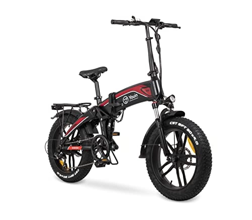 Bicicletas eléctrica : Bicicleta eléctrica, Youin You-Ride Dakar, Plegable, Ruedas Fat 20", batería integrada extraíble, autonomía hasta 45 km, Cambio Shimano