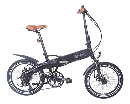Bicicletas eléctrica : Bicicleta plegable elctrica de Jet Line, diseo retro en color negro. Con 7velocidades y marco de aluminio, cambio de marchas Shimano, y batera Samsung de gran calidad, con frenos de disco