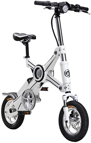 Bicicletas eléctrica : Bicicleta Plegable portátil, Marco de aleación de Titanio 12 Pulgadas Bicicleta eléctrica, 250W 36V Batería de Litio Scooter eléctrico Doble Disco fre.