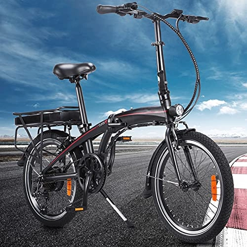 Bicicletas eléctrica : Bicicletas electricas Plegables 20 Pulgadas Engranajes de 7 velocidades 250W Batería extraíble de Iones de Litio de 10 Ah Bicicleta eléctrica Inteligente Compañero Fiable para el día a día