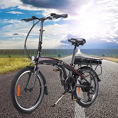 Bicicletas eléctrica : Bicicletas electricas Plegables 20 Pulgadas Engranajes de 7 velocidades Batería de 50 a 55 km de autonomía ultralarga Batería extraíble de Iones de Litio de 10 Ah