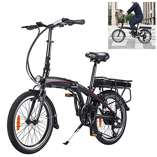 Bicicletas eléctrica : Bicicletas electrico 20 Pulgadas Engranajes de 7 velocidades 250W Cuadro Plegable de aleación de Aluminio Adultos Unisex E-Bike For Commuter