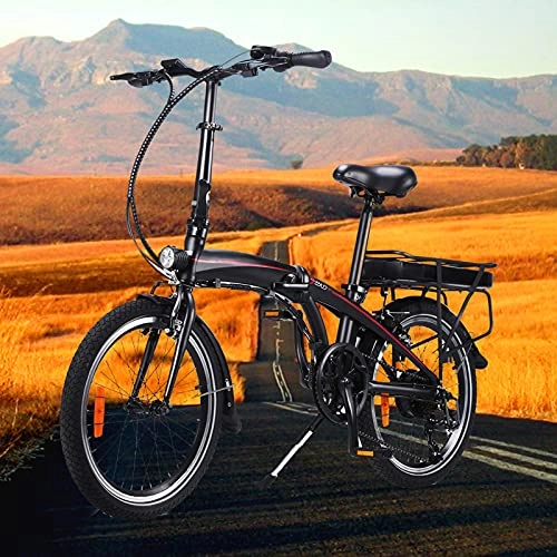 Bicicletas eléctrica : Bicicletas electrico 20 Pulgadas Engranajes de 7 velocidades 3 Modos de conducción Cuadro Plegable de aleación de Aluminio Adultos Unisex Bicicleta eléctrica para viajeros