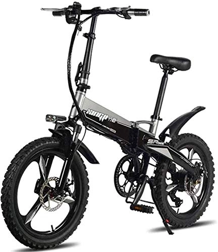Bicicletas eléctrica : Bicicletas eléctricas rápidas para adultos Bicicletas de montaña plegables 48V 250W Adultos Aleación de aluminio Bicicletas eléctricas de 7 velocidades Bicicletas de doble choque con neumático de 20 p