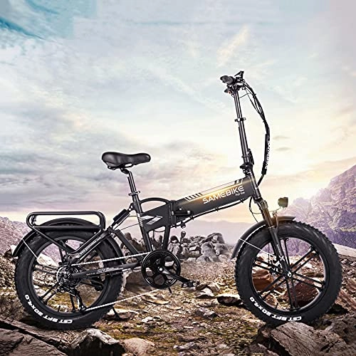 Bicicletas eléctrica : Bicicletas Fat Tire Bicicletas eléctricas plegables Batería extraíble de 500W 48V 10AH, 3 modos de conducción, Bicicleta eléctrica todo terreno de 20 '' con absorción de impactos para Commute, Negro