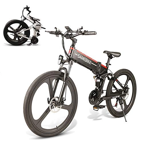 Bicicletas eléctrica : CAMTOP Bicicletas Eléctricas Plegables Adulto Ebike Bici de Montaña Hombre Mujer 26 Pulgadas 350W 48V / 10Ah Batería extraíble de Iones de Litio (Llanta Negra de una Pieza)