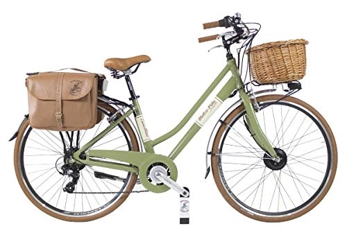 Bicicletas eléctrica : Canellini E Bike Bicicleta Bici Dolce Vita by Bicicleta asistida por Pedal EBIKE E-Bike Bici Citybike CTB Damen Vintage Retro Aluminium Vert Olive