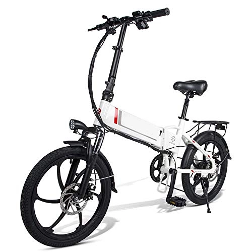 Bicicletas eléctrica : CARACHOME Bicicleta ciclomotor eléctrica Bicicleta eléctrica Plegable portátil Inteligente de 20 Pulgadas con Soporte para teléfono con Pantalla de Datos LCD, Puerto de Carga USB 2.0 48V350W