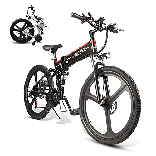Bicicletas eléctrica : Carsparadisezone Bicicleta de Montaa Elctrica Plegable 26 Pulgadas 350W Aluminio Batera de Litio 48V 10AH Shimano 21 Velocidades Freno de Disco [EU Stock