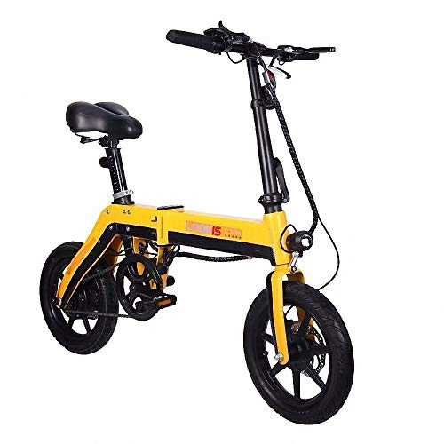 Bicicletas eléctrica : CBA BING Bicicleta elctrica elctrica de Viaje Plegable para Adultos al Aire Libre, Bicicleta Plegable, Caja Fuerte, porttil Ajustable para Ciclismo, Bicicleta Unisex, Tres Modos de Trabajo, Yellow