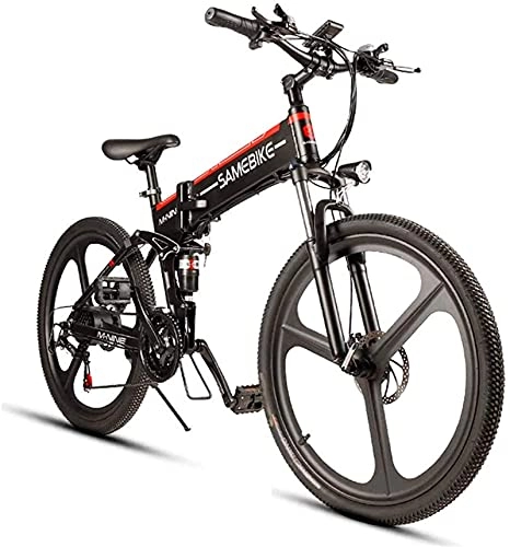 Bicicletas eléctrica : CCLLA Bicicleta de montaña eléctrica Plegable de 26 Pulgadas con Motor de 350 W, batería de Iones de Litio de 48 V y 10, 4 Ah, Bicicleta eléctrica asistida por Cambio de 21 velocidades para Adultos