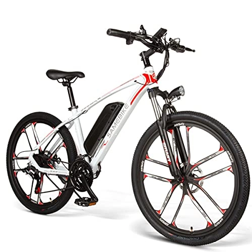 Bicicletas eléctrica : CHEIRS Bicicleta de montaña eléctrica de 26"Bicicleta de montaña, 350W, 8AH, 48V, Bicicleta de Ciudad Liviana, Bicicleta de Ciudad, para Ciclismo al Aire Libre, Viajes, Ejercicio, White