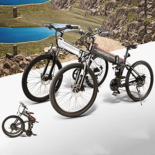 Bicicletas eléctrica : CHEIRS Bicicleta de montaña eléctrica Plegable de 26 Pulgadas Bicicleta de montaña 500W 48V / 10Ah Batería de Litio, Bicicleta Mixta para Adultos, para Ejercicio en Bicicleta al Aire Libre, Black