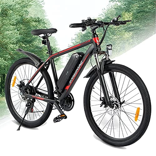 Bicicletas eléctrica : CHEIRS Motor de 350 W, Bicicleta de montaña eléctrica de 26"con batería extraíble de Iones de Litio de 36 V y 10 Ah, Engranajes Profesionales de 21 velocidades, Pantalla de Instrumentos LCD, Black