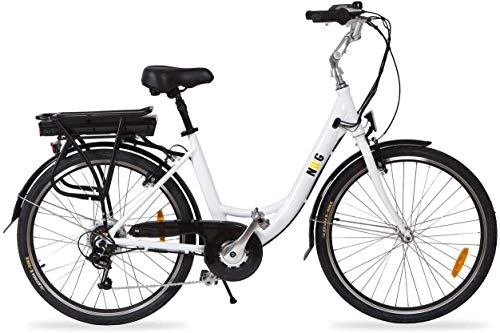 Bicicletas eléctrica : Cityboard NWG Bicicleta Eléctrica de Paseo de 26", Adultos Unisex, Blanco