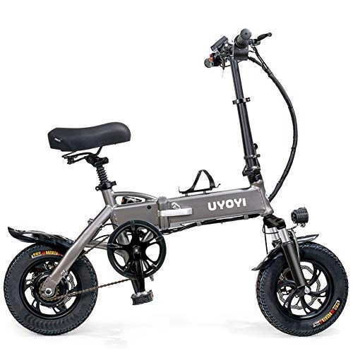 Bicicletas eléctrica : CJCJ-LOVE 12 Pulgadas De Bicicletas Eléctricas Plegables, 250W / Batería De Litio De 48V Ligero Mini Scooter E-Bicicletas para Adultos Adolescentes Commuters, Grey