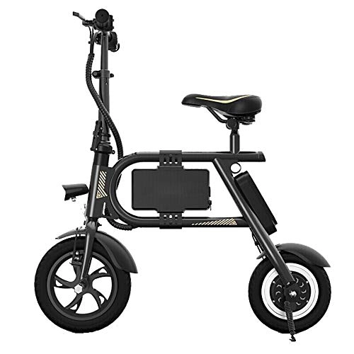Bicicletas eléctrica : Coche Plegable Micro Coche elctrico Mini luz Adulto Negro 25 Km Duracin de la batera Suspension