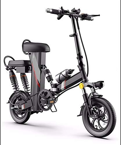 Bicicletas eléctrica : Cocow Bicicleta elctrica Plegable Asiento Doble 48V 30Ah Bicicleta elctrica Nieve Bicicleta elctrica Batera de Iones de Litio extrable Ebike para Adultos 3 Modos de conduccin (Negro / Rojo) Blac