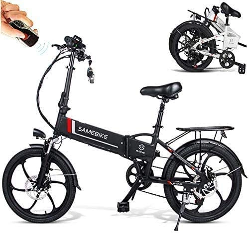 Bicicletas eléctrica : Coolautoparts - Bicicleta eléctrica plegable (20 pulgadas, 350 W, 25 km / h, con batería de litio 48 V, 10, 4 Ah, Shimano 7 velocidades, alarma, antirrobo, hombres y mujeres, color negro 1)