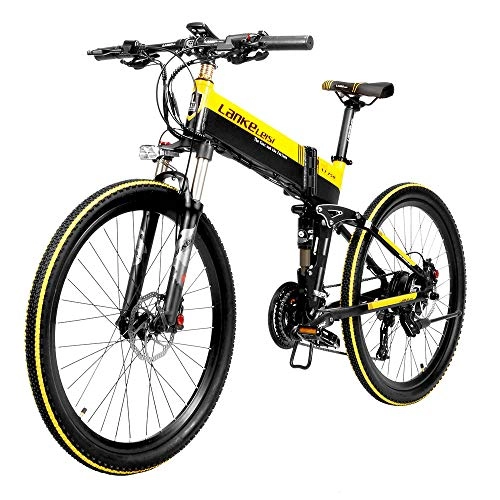 Bicicletas eléctrica : Coolautoparts Bicicleta Eléctrica Plegable 400W 26 Pulgadas 35km / h para Hombres Mujeres / Bicicleta de Montaña / e-Bike de Alluminio 48V 10, 4AH Batería de Litio Pantalla LCD Shimano 9S 3 Modos [EU Stock]