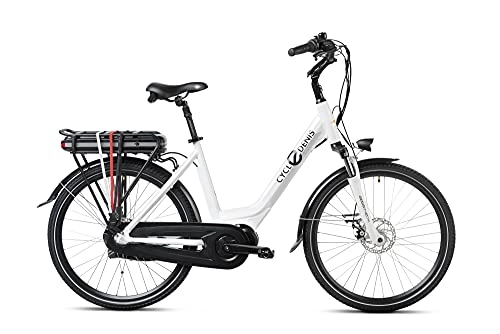 Bicicletas eléctrica : Cycle Denis DeVille 26 Nexus 3 - Bicicleta eléctrica para mujer (46 cm, ion de litio, 468 Wh, 90 km), color blanco