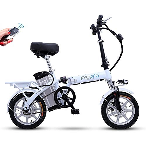Bicicletas eléctrica : CYGGL Bicicleta elctrica Plegable Unisex, batera de Litio de 14 pulgadas-48V / 30A - Kilometraje 65 Km - Doble absorcin de Choque - Batera pequea Ajustable para Adultos de Tres velocidades
