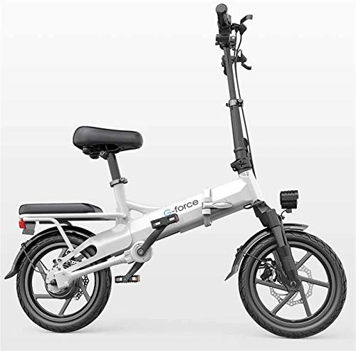 Bicicletas eléctrica : CYSHAKE Zuhause Bicicleta Eléctrica Plegable para Adultos De 14 Pulgadas, Batería De Litio Extraíble, Gran Capacidad 48V 400W Mit Kotflügel (Color : White)