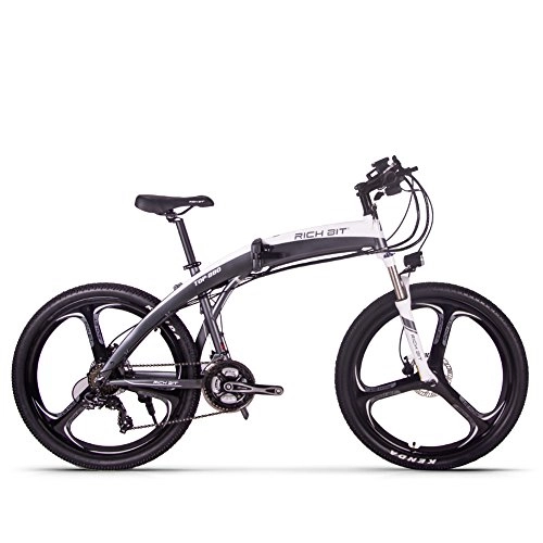 Bicicletas eléctrica : cysum Bicicleta eléctrica RT-880 250W Motor 36V * 9.6Ah LG Batería de Litio 26 Pulgadas Bicicleta eléctrica Plegable Bicicleta de montaña (Negro-Blanco)
