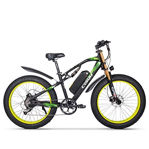 Bicicletas eléctrica : cysum Bicicletas eléctricas para Hombres, Fat Tire Ebikes de 26 Pulgadas Bicicletas, Bicicleta de montaña con 48V 17Ah Batería de Litio extraíble