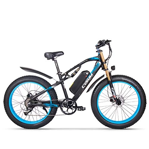Bicicletas eléctrica : cysum Bicicletas eléctricas para Hombres, Fat Tire Ebikes de 26 Pulgadas Bicicletas Todo Terreno, Bicicleta de montaña con 48V 17Ah Batería de Litio extraíble