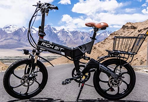 Bicicletas eléctrica : cysum RT-730 Bicicleta eléctrica Plegable 20 Pulgadas Bicicleta eléctrica 48v 8ah batería Oculta (Gris)