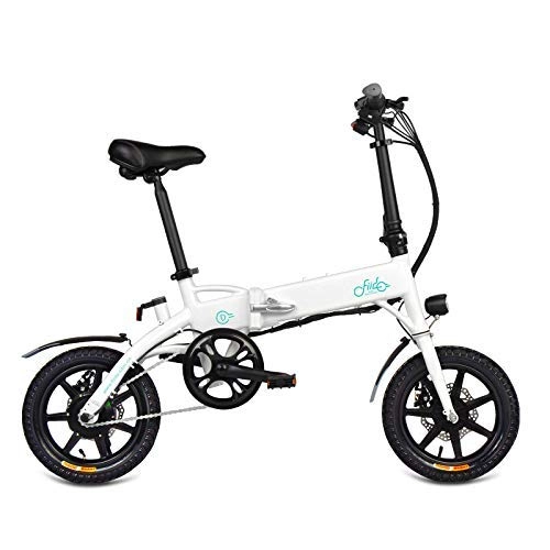 Bicicletas eléctrica : Daxiong Bicicleta elctrica Ajustable de 14"con Asistencia elctrica para Bicicleta Plegable, ciclomotor E-Bike 250W Motor 36V 7.8AH / 10.4AH, White