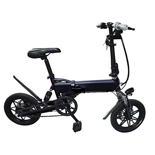 Bicicletas eléctrica : Daxiong Bicicleta eléctrica Plegable con Refuerzo de Pedal Coche eléctrico para Adultos con Doble Freno de Disco de 14 Pulgadas para Trabajar de Manera Conveniente y fácil de Llevar, Black