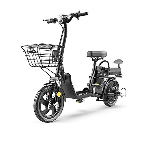 Bicicletas eléctrica : DODOBD Bicicleta Eléctrica para Adultos, Ebike Cuadro de Acero con Alto Contenido de Carbono Bicicleta Eléctrica de 14 '' Motor de Alta Velocidad de 350 W Batería de Litio Automotriz