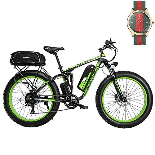 Bicicletas eléctrica : elctrica Bicicleta para hombres Extrbici 750W 48V 26 pulgadas Bicicleta de montaña para adultos Nieve VTC Neumtico grande Tres modos de conduccin XF800 (Verde)