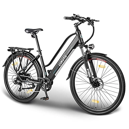 Bicicletas eléctrica : ESKUTE Bicicleta Eléctrica Wayfarer 28'' Citybike 36V 10Ah para Adultos Unisex, Batería de Litio Extraíble, 250W Motor, Amigo Fiable para día a día y Explorar