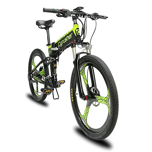 Bicicletas eléctrica : Extrbici Bicicleta de montaña elctrica Plegable MTB Doble Freno mecnico Marco de Aluminio Una Rueda XF770 500W (Verde
