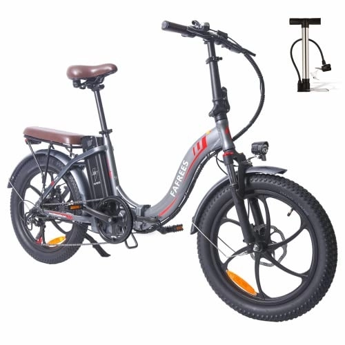 Bicicletas eléctrica : Fafrees Bicicleta electrica Plegable F20 Pro, 250W 18Ah Bicicleta eléctrica de Ciudad, 7 velocidades, Luz Trasera, Gris