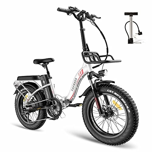 Bicicletas eléctrica : Fafrees Bicicleta eléctrica F20 MAX Bicicleta eléctrica Urbana Plegable de 20 Pulgadas Shimano 7 Speed ​​​​MTB para Hombre E-Bike con Cesta, Blanco