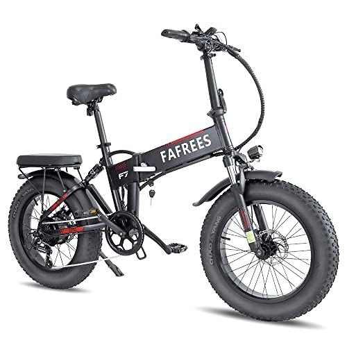 Bicicletas eléctrica : Fafrees F7 Bicicleta eléctrica Plegable 20"Fat Tire Electric MTB 48V 10Ah Playa / Bicicleta de Nieve para Adultos Negro