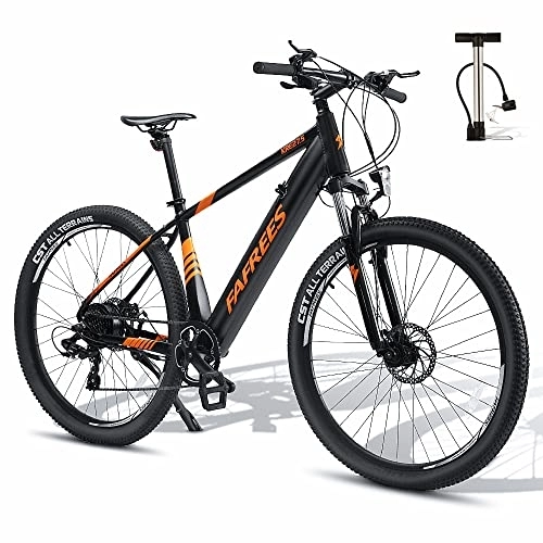 Bicicletas eléctrica : Fafrees [Oficial] Bicicleta Eléctrica KER 27.5S, 27.5" 250 Watt Bicicleta Eléctrica de Montaña, 36V 10 Ah Batería Extraíble, SHIMINO 7-Vels Ebike Unisex Adultos, Naranja / Negro