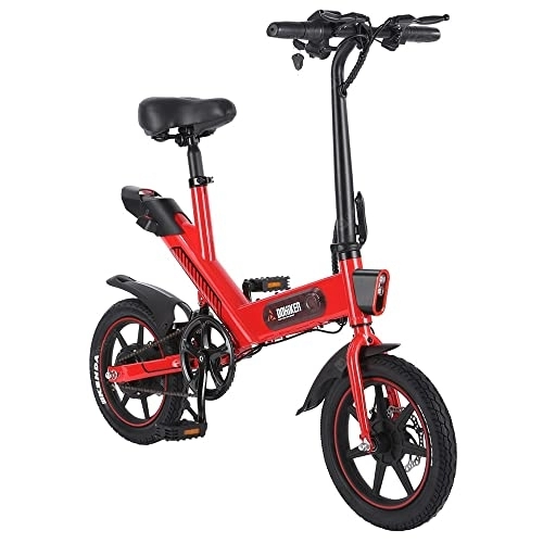 Bicicletas eléctrica : Fafrees Y-One Bicicleta Eléctrica con Pedales, Bicicletas Eléctricas para Adultos Neumáticos de 14 Pulgadas, 36V / 10AH, Carga Máxima 120 kg, Rojo