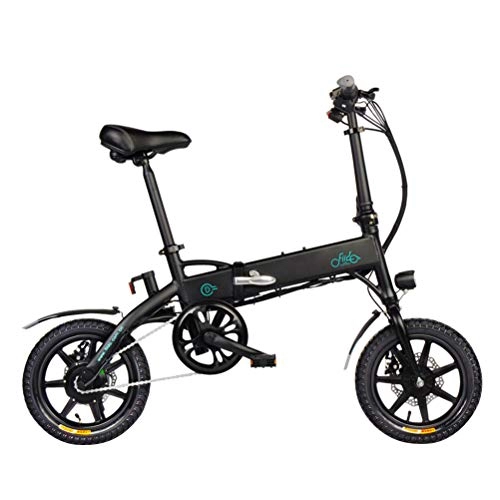 Bicicletas eléctrica : Fangteke Bicicleta elctrica Plegable Bici electrica Urbana Liviana para Adulto, FIIDO D1, 250 W 36 V, neumtico de 14 Pulgadas, con Pantalla LCD, 3 Modos de Ciclismo, Negro
