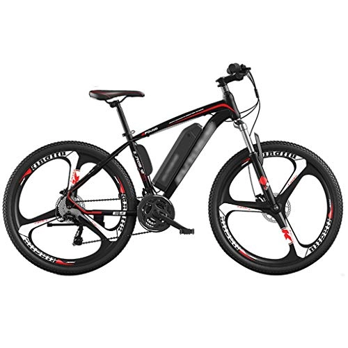 Bicicletas eléctrica : FFF-HAT Amortiguación Off-Road Mountain Bike Bicicleta eléctrica para Hombre de 26 Pulgadas, Negro Rojo / Blanco Azul Duración de la batería 40KM