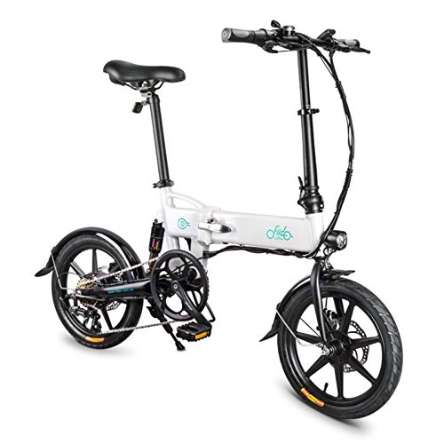 Bicicletas eléctrica : FIIDO D2S Bicicleta eléctrica Plegable Recargable, Bicicleta de montaña para Adultos para Ciclismo Diario, Sistema de Asistencia eléctrica de 3 velocidades, Blanco