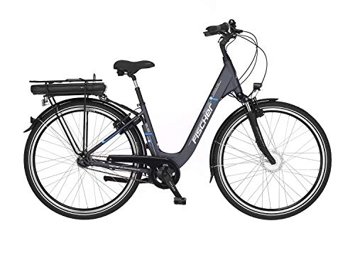 Bicicletas eléctrica : FISCHER Bicicleta eléctrica City ECU 1401, color antracita, 28 pulgadas, RH 44 cm, motor frontal 20 Nm, batería 36 V